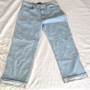 3x1 NYC Light Blue Women's Rolled Hem Relaxed Straigth Leg Jeans Size 32